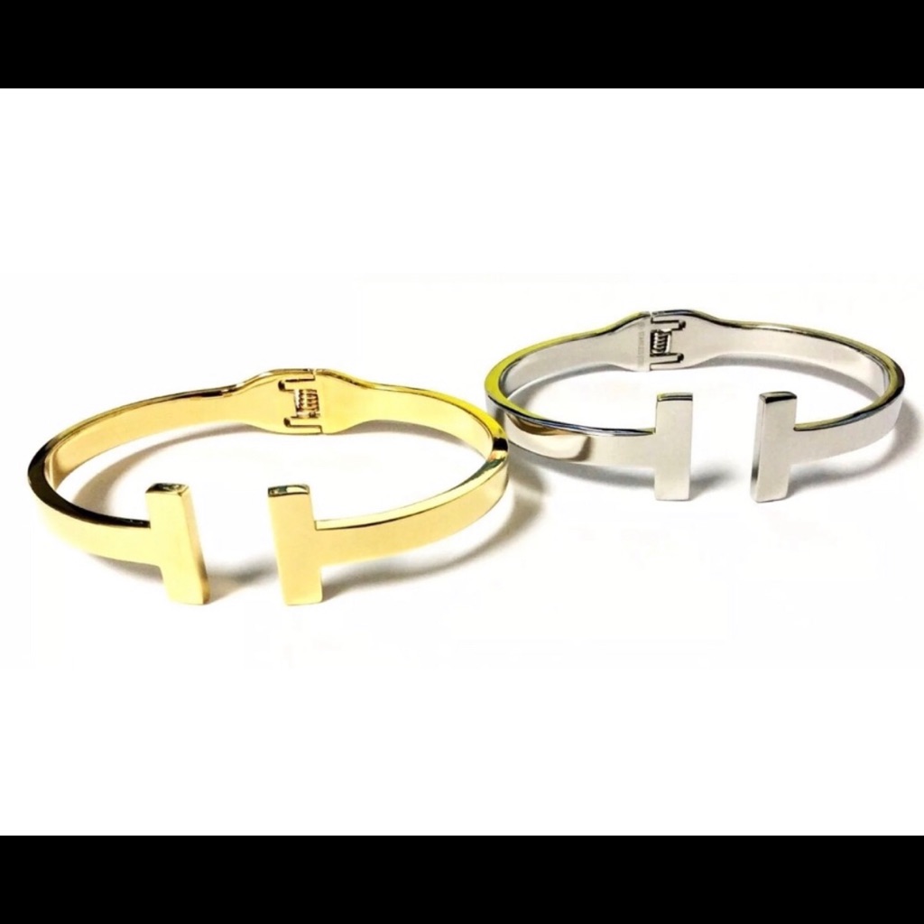 Stainless Steel Medium T-Bangle Bracelet W/ Hinge
